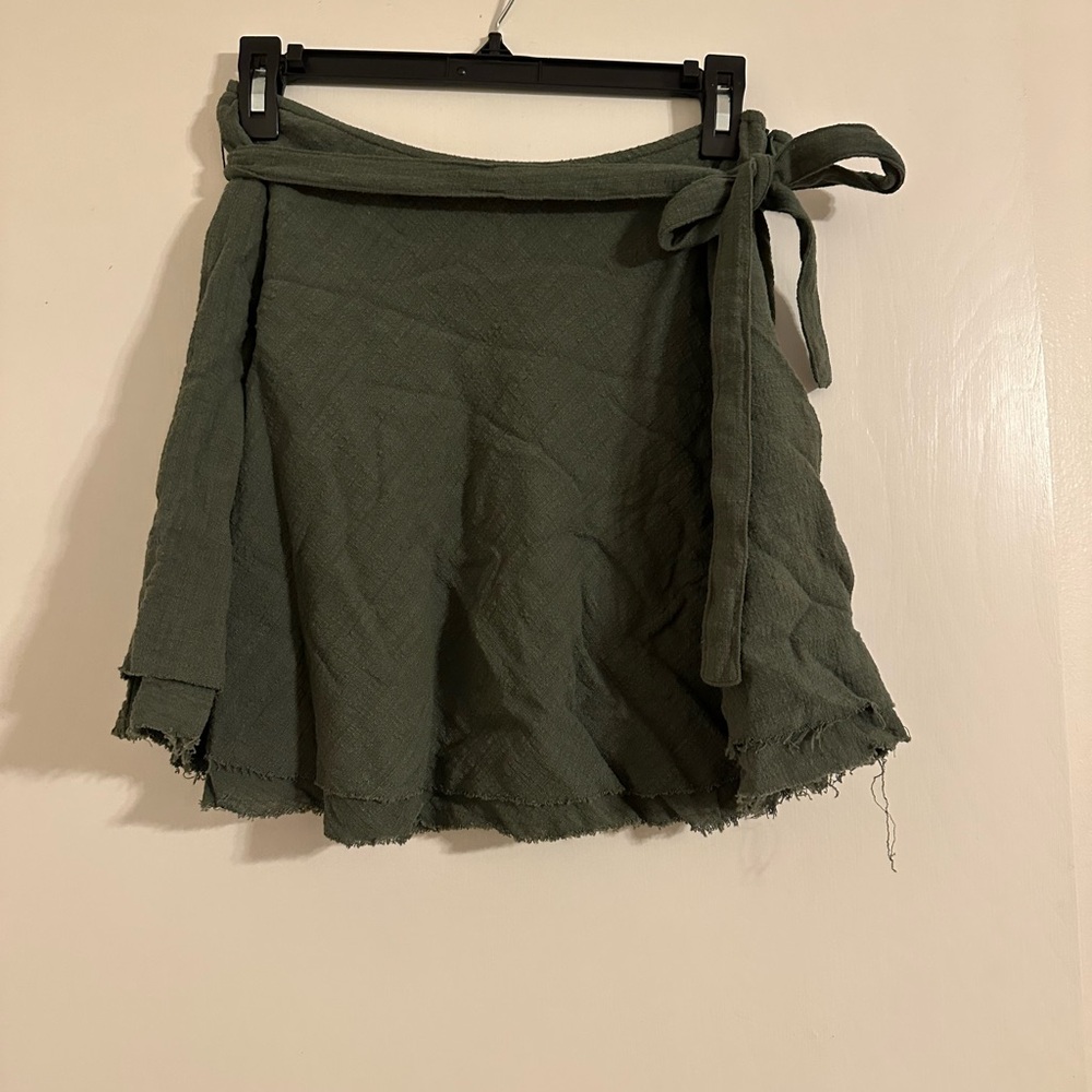 Olive Green Wrap Mini Skirt